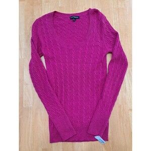 Express Cashmere Cable Knit Sweater Scoop Neck Pink Juniors Size Small NWT